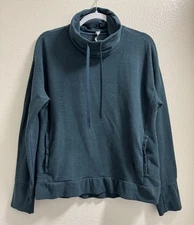 RBX Windham Fleece Cowl Neck Pullover Sweater Thumbholes Teal Women's Medium