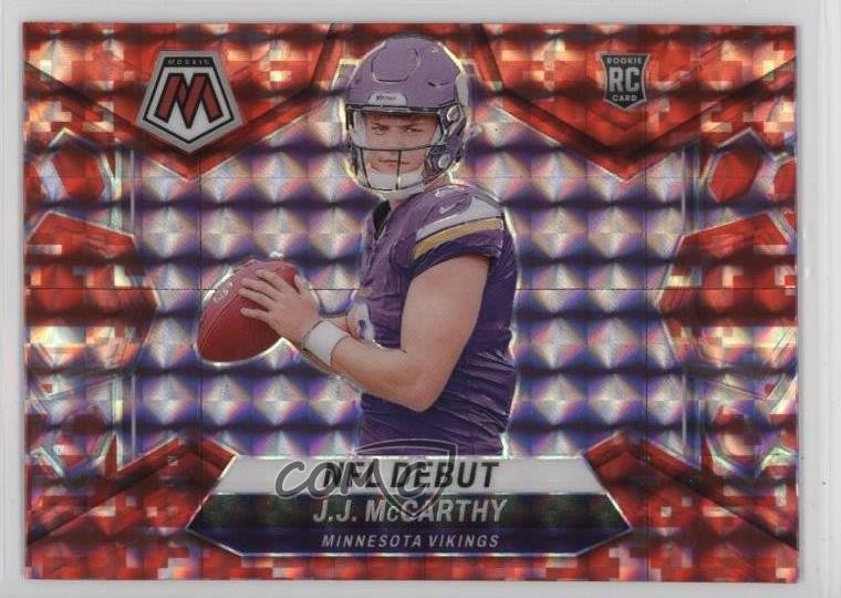2024 Panini Mosaic NFL Debut Red Camo Mosaic Prizm JJ McCarthy #275 Rookie RC