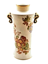 Antique Royal Worcester 1884 Aesthetic Movement Floral Gilt Hand Painted Vase 