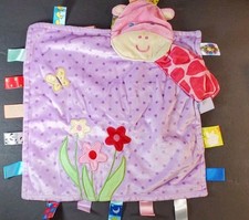 Taggies Mary Meyer Security Blanket Lovey Purple Polka Dot Giraffe Flowers EUC