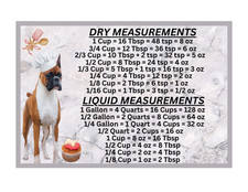Boxer Dog Measuring Chart Magnet Kitchen Baking Guide
