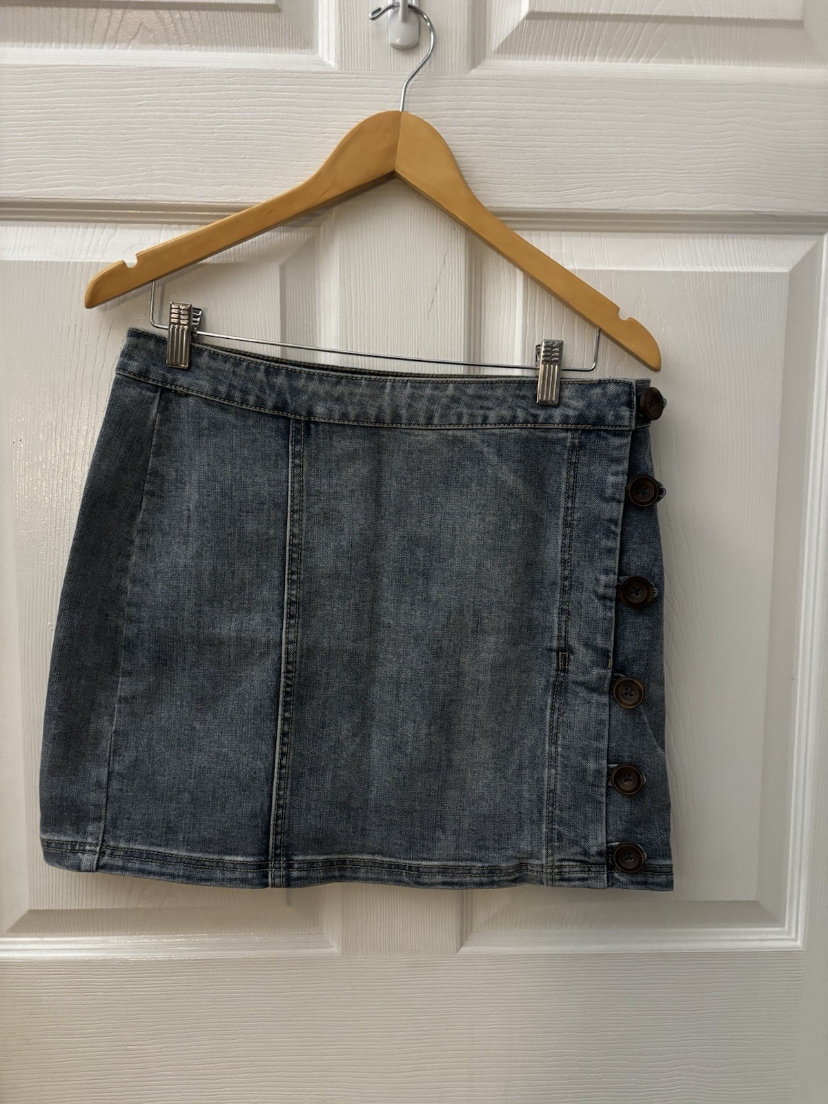 Wishlist Blue Jean skirt With Side Button Detail Size L