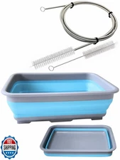 Hose and Mask for CPAP Cleaning Brush with Collapsible Wash Basin Bucket Tub 