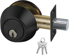 Matte Black Heavy Duty Designer Deadbolt Lock - Fire Rated, Grade 2