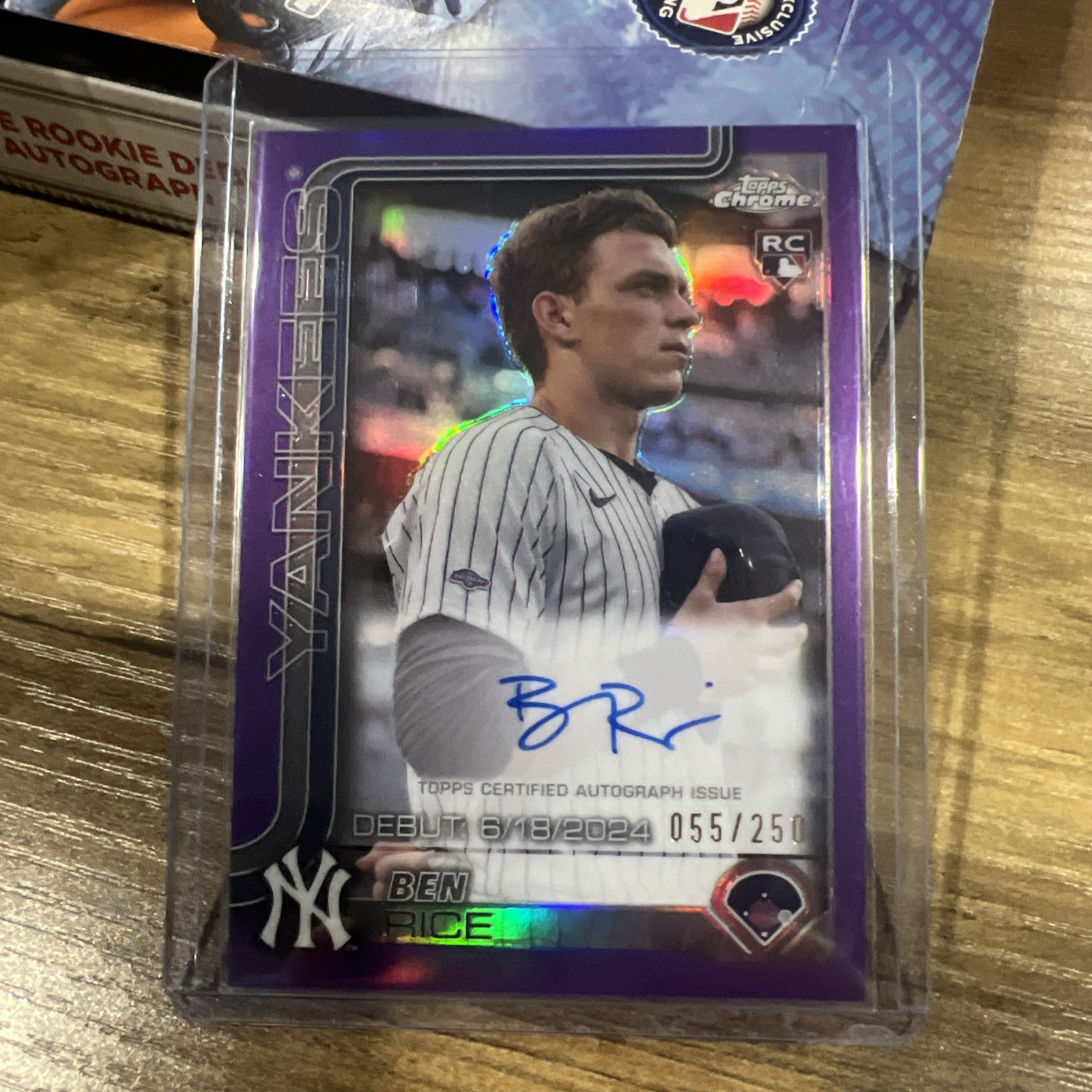 2025 Topps Chrome - Rookie Autographs Ben Rice Purple Debut /250 Yankees