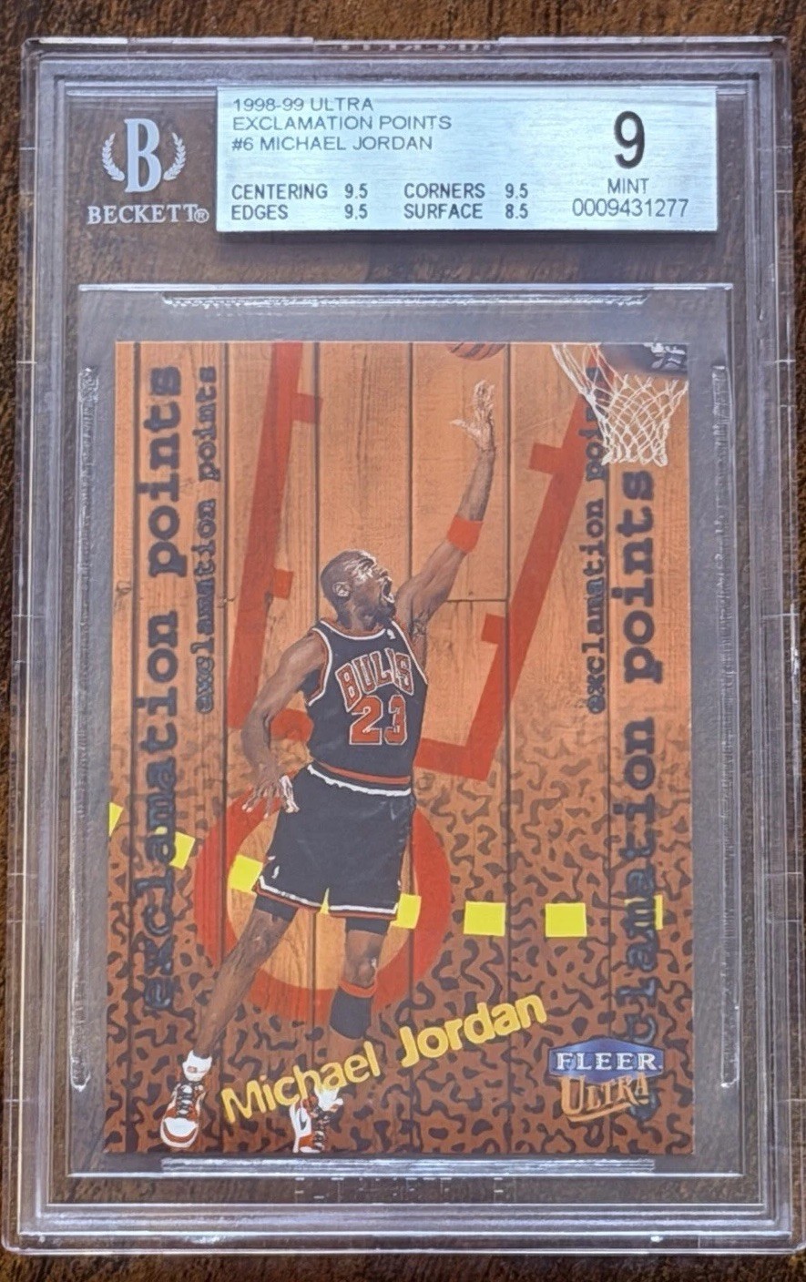 1998-99 Ultra Exclamation Points Michael Jordan BGS 9 (+ORIGINAL DIE CUT FRAME!)