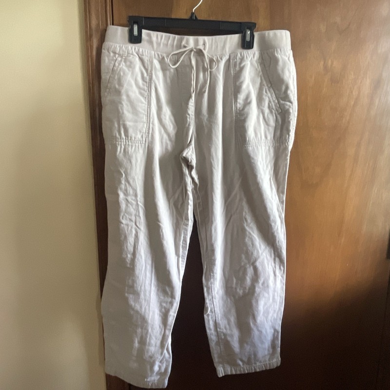 TALBOTS Womens Beige/Khaki Pull-on Pants w/Tie - 100% Cotton-Lightweight-Size 16