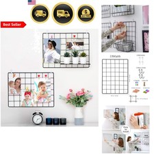 Wire Wall Grid Panel Set for Photos Pictures Display Black Metal Decor