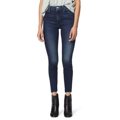 Mother High Waisted Looker Ankle Fray Jeans Womens 30 Dark Blue Boho Chic
