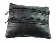 Coin Purse Change Mini Wallet Leather 4 Compartment Zip & Key Ring Vintage Style