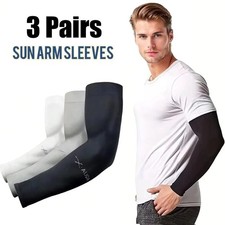 3Pairs Cooling Arm Sleeves Cover Silk Sun Protection Outdoor Sports For Men Wome