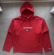 Vetements X Tommy Hilfiger Red Oversize M Size Cotton Hoodie Pullover Sweatshirt