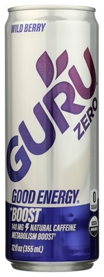 Organic Guru Zero Wild Berry Energy Drink 12 Fl Oz 140 Mg Natural Tea