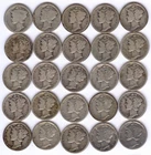 Lot of 25 - Mercury Dimes + 1916-S - 1931-S + SILVER + Circulated + No Reserve!