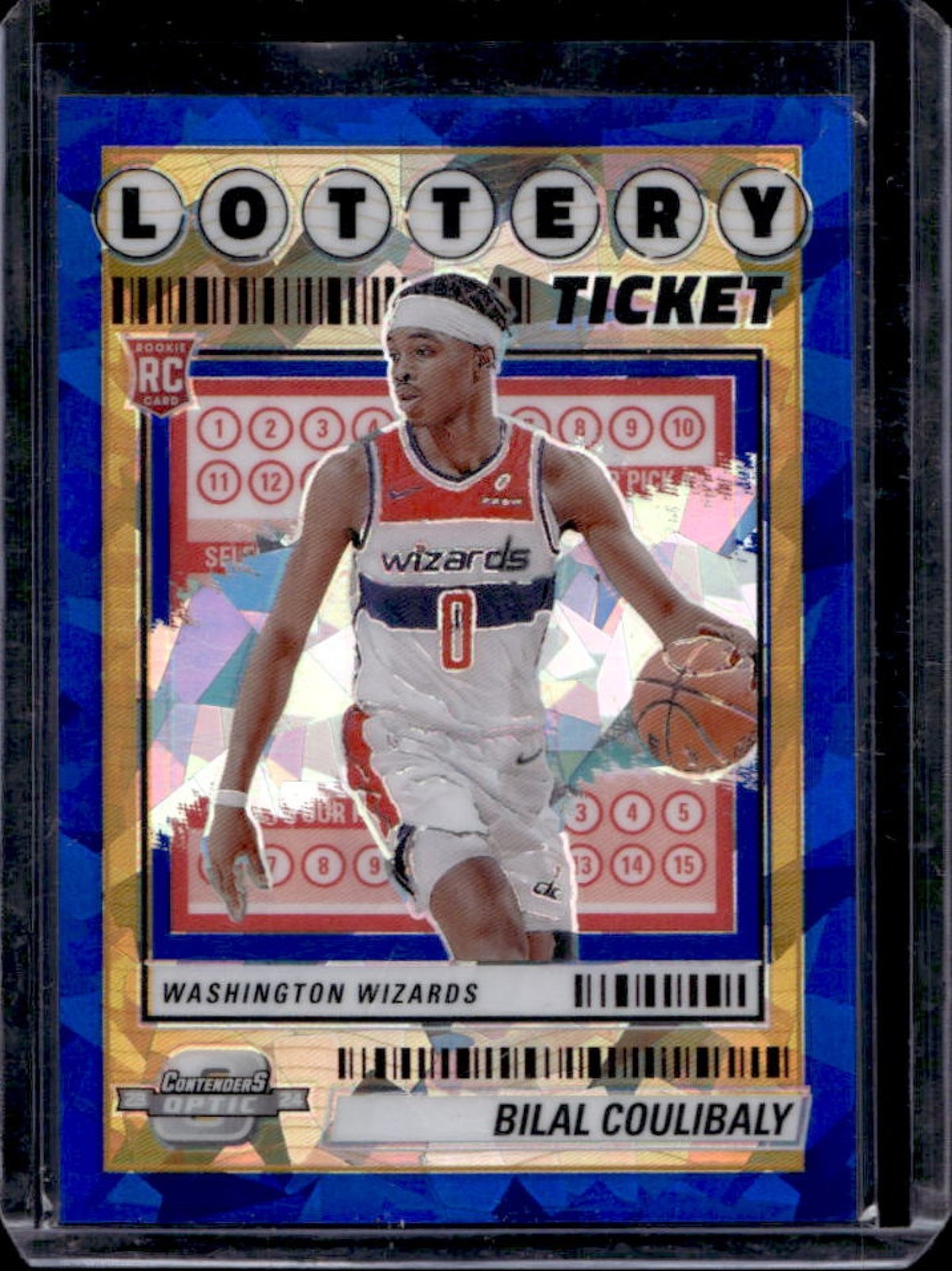 2023-24 Contenders Optic Bilal Coulibaly Lottery Ticket RC Blue Cracked Ice #/75
