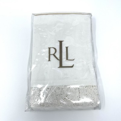 Ralph Lauren MILLBROOK White Cotton Linen Crochet Lace Ruffled 1 Standard Sham.