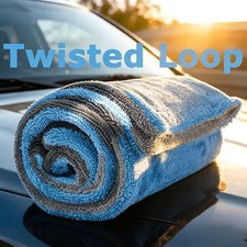 1400 GSM Microfiber Car Cleaning Towel Extra Large Double Layer Blue Gray 30x30