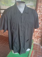 Guayabera Cuban Cigar Shirt 4 Pocket 3XL Mexican Wedding Monte Carlo Brand Black