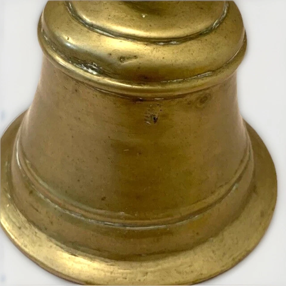 Antigua campana de mano de templo rara grande decoración de regencia pesada retro patrimonio 9" Foto 4 de 4
