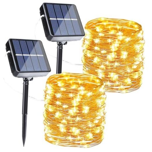 Solar Fairy Lights 2-Pack 80FT 240LED Warm White Outdoor String
