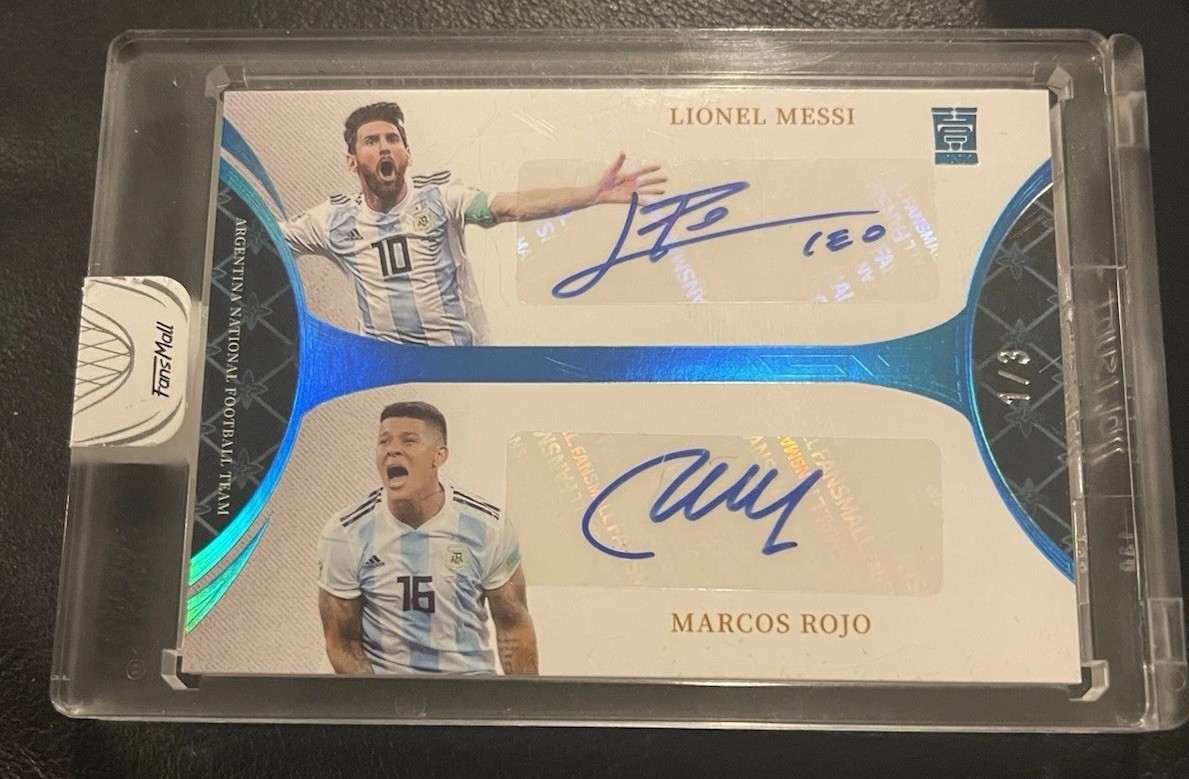 🔥2022 Fansmall ONE Argentina Lionel Messi/Marcos Rojo #DA-MR Blue