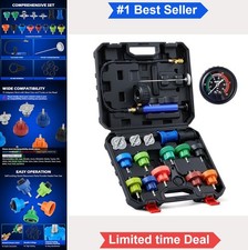 Coolant Pressure Tester Kit 19 Piece Radiator Leak Detection With 15 Adapters Coolant Pressure Tester Kit 19 Piece Radiator Leak Detection With 15 Adapters
