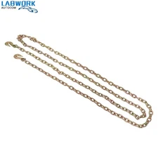 3/8In × 20FT Binder Transport Chain Tow Chain G80 Steel 7100Lbs With Grab Hooks