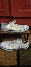 Converse All Star Juniors Sneakers Size 6 White Iridescent Glitter Low Top EUC