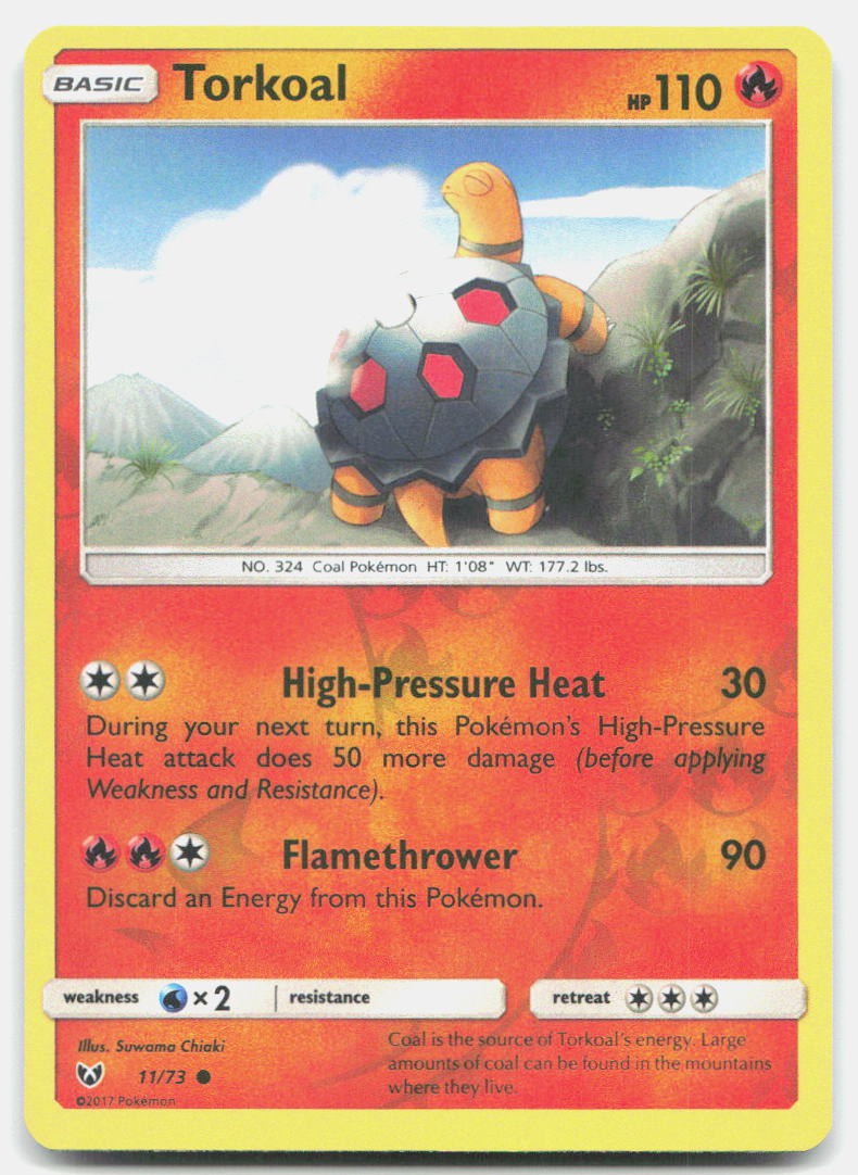 Shining Legends Torkoal 11/73 NM Pokemon Reverse Holo Common Tcg Card