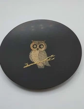 Vintage Couroc Of Monterey California 1960s Inlaid Owl Serving Bowl Utility Dish