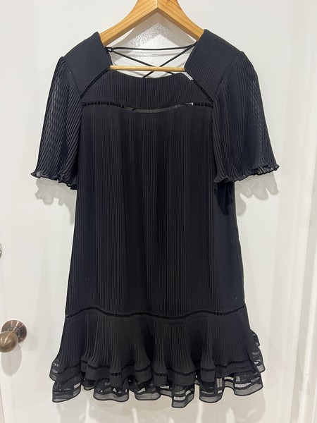 Forever New Vintage Look Babydoll Dress Black 6 (fits 6,8,10) lined, laced back