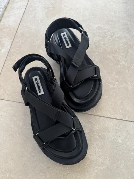 Women Jil Sander Sandals Black Rubber 38