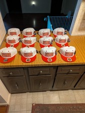 12 Barber snapback hats: White w/ red brim. NEW 