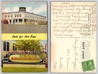 Vintage 1945 Winner Hotel South Dakota Linen Postcard Rosebud SD Neon Sign