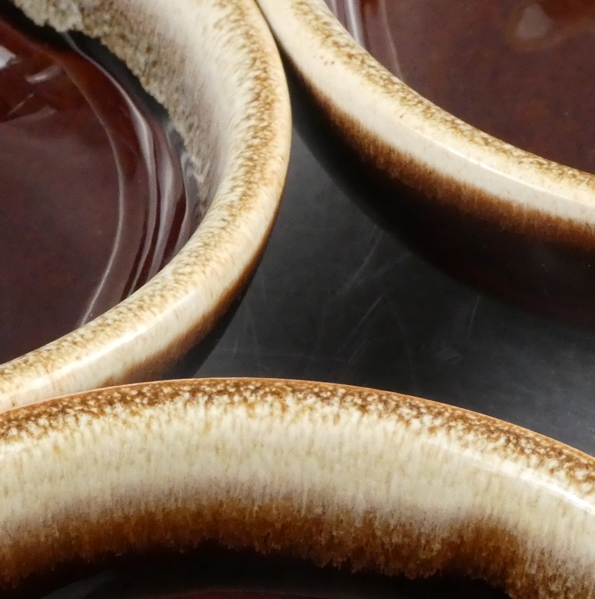 Pottery Brown Drip Glaze Fruit Bowls Sauce USA Rustic Farmhouse Style 4 5/8" dia