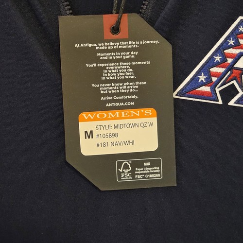 Maglione donna Arizona Diamondbacks nuovo con etichetta Antigua Navy Med 1/4 zip ricamato  - Foto 4 di 11