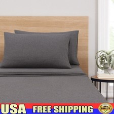 Soft Jersey Bed Sheet Set 4 Pcs Full Deep Pocket Breathable Wrinkle Resistant