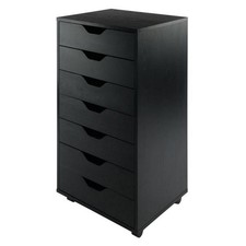 Pemberly Row 7-Drawer Modern Composite Wood Storage Cabinet in Black