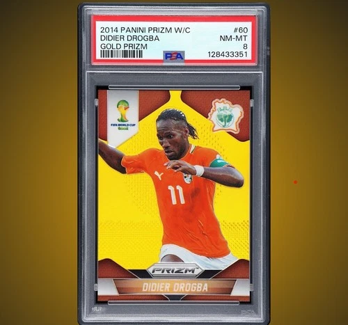 2014 Panini Prizm World Cup Gold Prizm /10 Didier Drogba #60 PSA 8