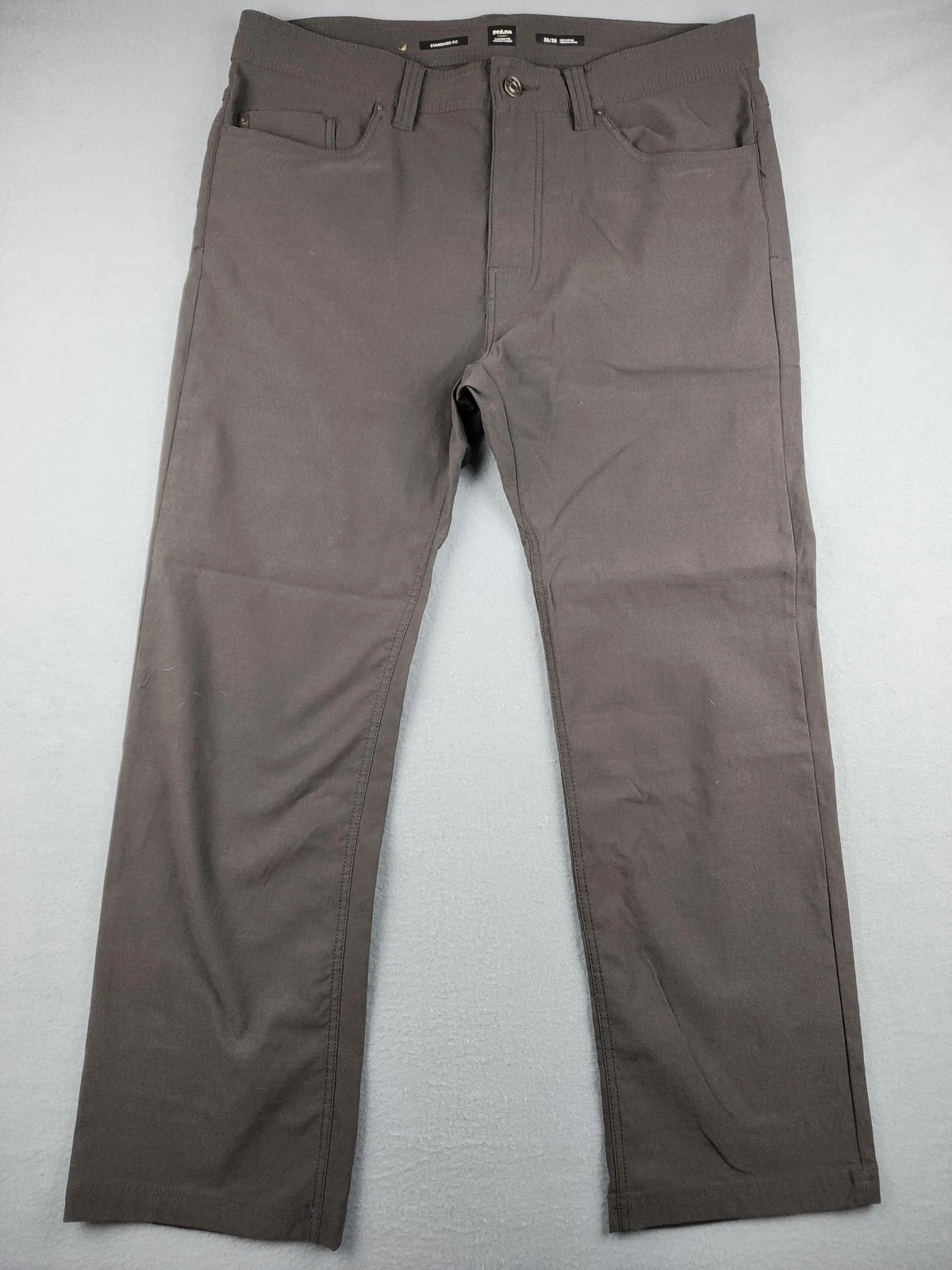 PrAna Brion II Pants Mens 36x30(29) Gray Standard Stretch Travel Chino Outdoor