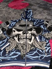 Vintage Y2K 2000s JOKER Hoodie Roses AOP Skull Lowrider Chicano Art 2xl Car Club