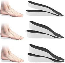 3 Pairs Height Increase Insoles, 0.6"/1"/1.4" Height, Black