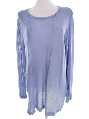 ZIZZI Damen Tunika Bluse Gr. M Blau Acryl Langer Ärmel Einfarbig Runder