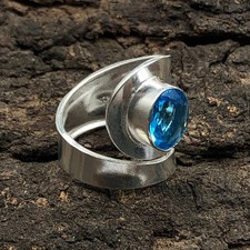 Blue Topaz Gemstone 925 Sterling Silver Ring Handmade Jewelry Ring For Gift