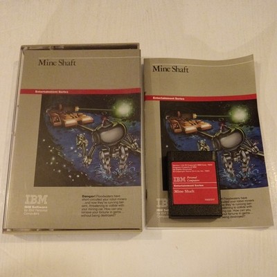 1983 Mine Shaft IBM PCjr Vintage Spiel mit Cartridge und Handbuch ungetestet Vintage