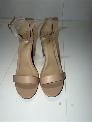 Brash Women 13 Nude Block Heel Sandals Synthetic Material Ankle Strap Open Toe