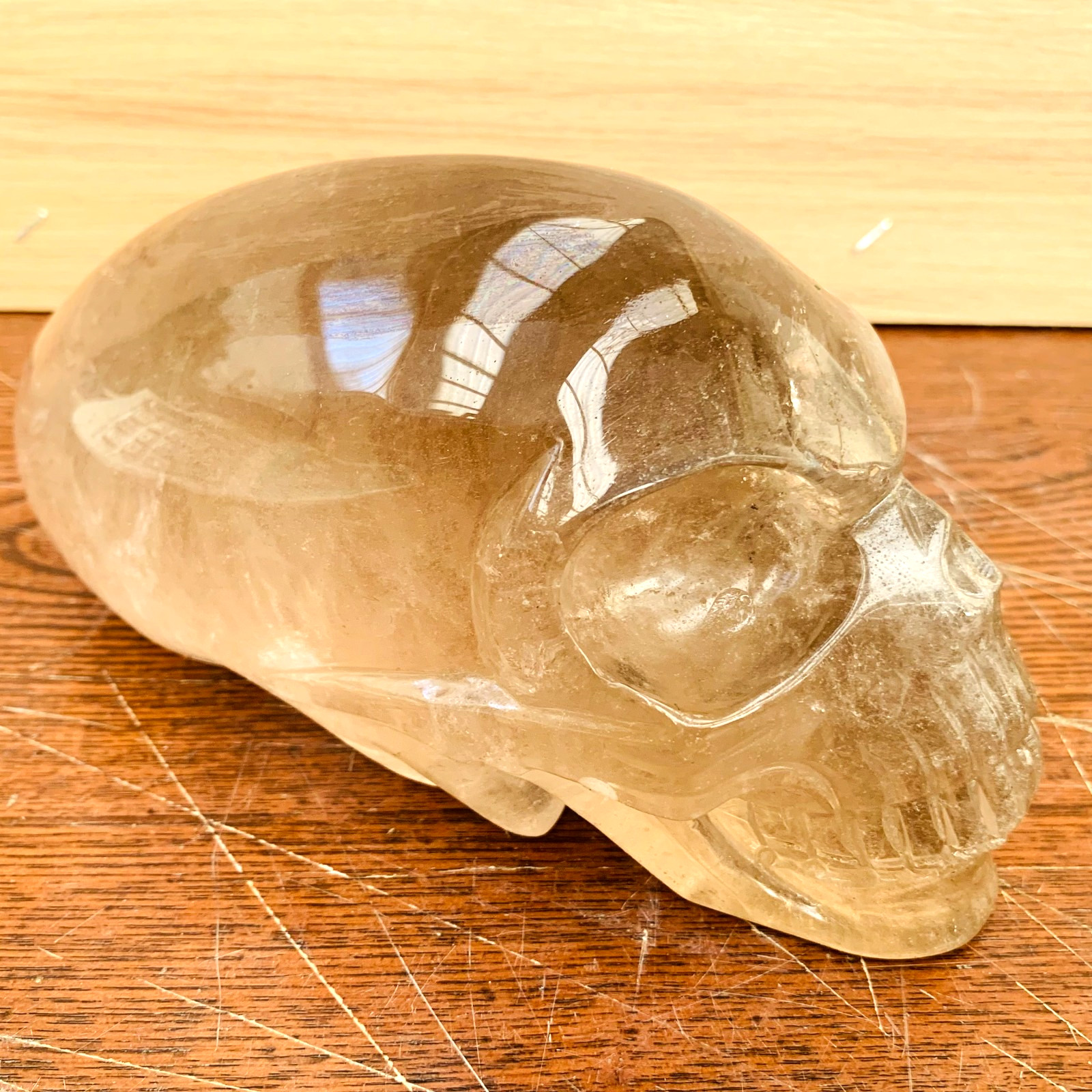 3.43LB Natural smoky Quartz Alien Skull hand carved Crystal skull Reiki Healing