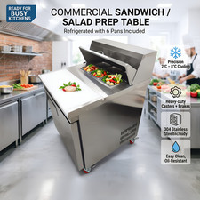 163L SS Single Door Ventilated Salad Prep Table 2-8 Sandwich Station on Casters
