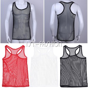 Herren Unterhemd Transparent T-Shirt Langarm Netzshirt Nachtwäsche Unterwäsche E - Foto 4