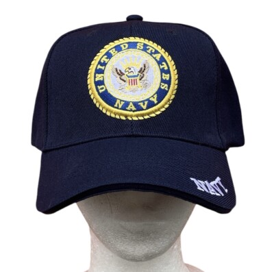 DELUXE LICENSED EMBROIDERED US NAVY NAVAL USN INSIGNIA LOGO EMBLEM CAP HAT  Blue